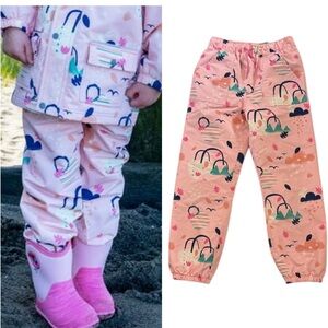 Jan & Jul Kids Fleece Prink Dreamscape Print Puddle Dry Lined Rain Pants Size 8Y